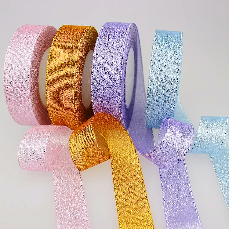 

4 rolls 20mm width glitter ribbon gift packing belt wedding party Christmas embellishment weaving sewing accessories