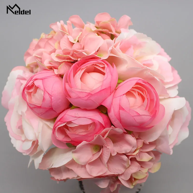 wedding bouquet roses peony artificial flowers  (5)