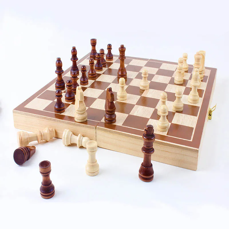 

New chess chessboard new high-end wood grain indoor folding chessboard entertainment games