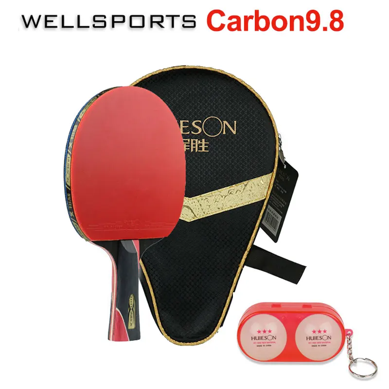 Carbon9.8 ракетка для настольного тенниса ракетка для пинг-понга из углеродного волокна лезвие Летучая мышь с Сумка для пинг-понга 2 шарика чехол из липкой резины - Цвет: 1PC Long Handle