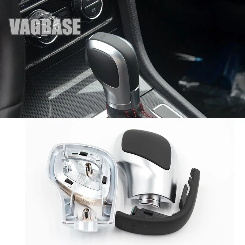 Chrome Leather Shift Knob Gear Side Cover DSG Emblem For VW Golf 6 7 R