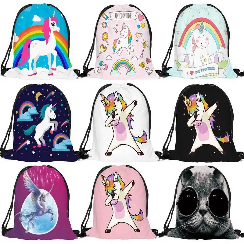 Fashion Multicolor Portable Cartoon Unicorn Shoes font b Bag b font Sport Storage Pouch font b