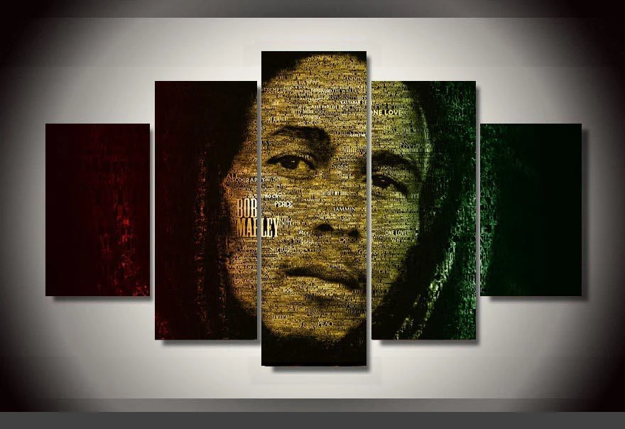 

Modern Indoor Decor Original C8 Bob Marley print canvas in 5 pieces