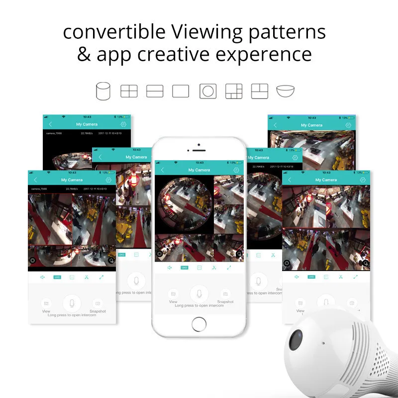 ATFMI Q1 960P WiFi Wireless IP Camera With Fisheye Lens 360 Degree Panoramic For Remote Home Security System Moniton Detection