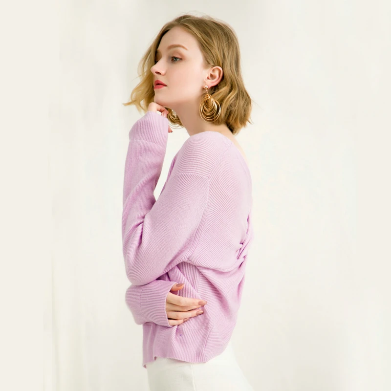 Women Sexy Sweaters Warm Pullover and Jumpers V-Neck Wool Pullover Twist Pull Jumpers Autumn 2018 Knitted Sweaters Christmas