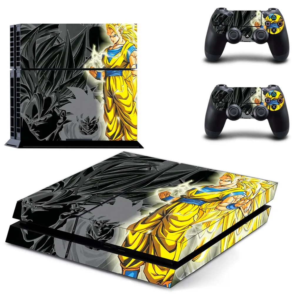 Виниловая наклейка Dragon Ball Z Goku на кожу для консоли Sony PS4 PlayStation 4 и 2 контроллера