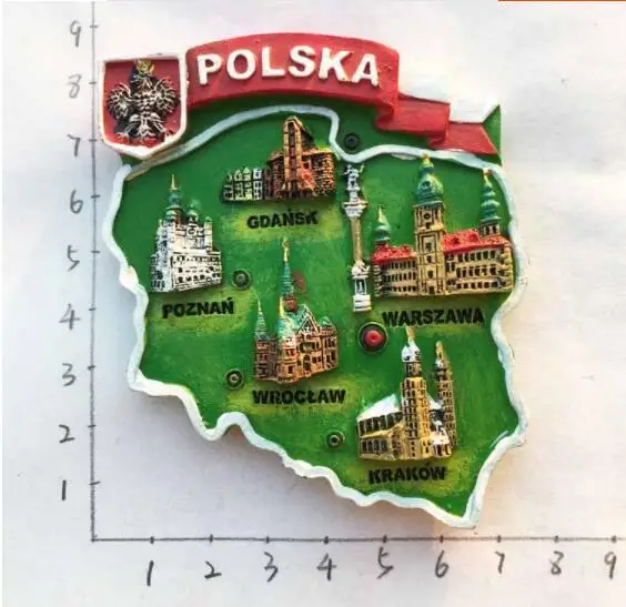 

Poland Local landmarks Tourist Maps Tourism Memorial Fridge Magnet 3D Fridge Magnet Sticker Travel Souvenir Decoration