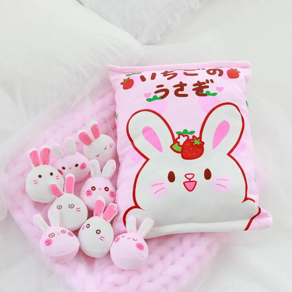 

8pcs Pink rabbit Stuffed emoji emotion Bunny Toys in a Bag Stuffed Pillow Penguin Anime Bears Snack Pudding Creative Cushion