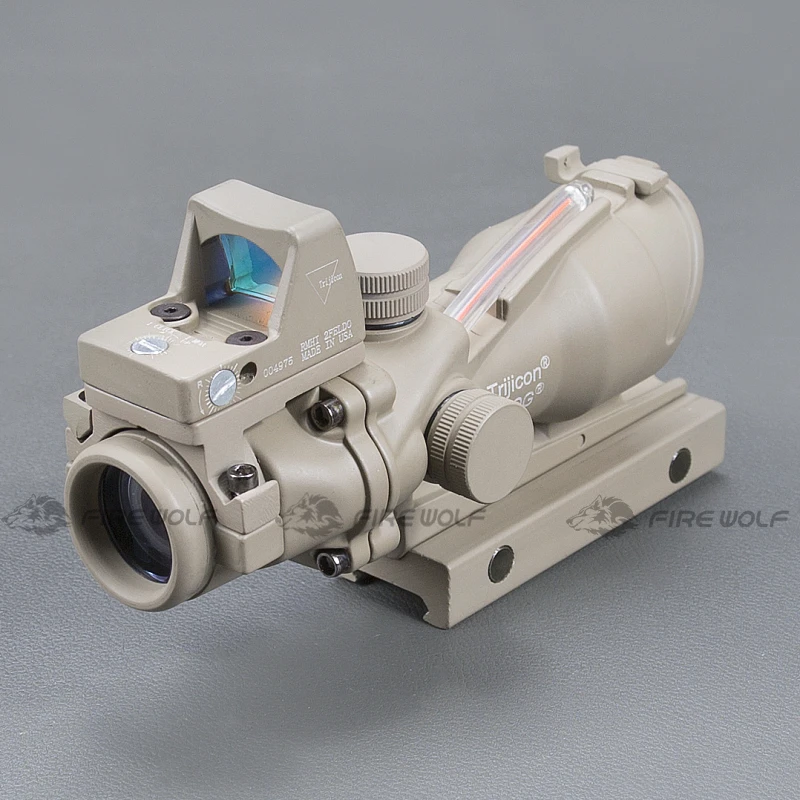 Acog 4x32 Tan Tactical Real Fiber Optic Red Illuminated Collimator Red Dot Sight Hunting Riflescope Riser Scope Acog 4x32 Tan Tactical Real Fiber Optic Red Illuminated Collimator Red Dot Sight Hunting Riflescope Riser Scope