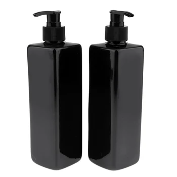 

2 Pack Empty Plastic Pump Bottles Lotion Dispenser Bottles Refillable Bottles Black 500ml for Lotions, Liquid, Shampoo