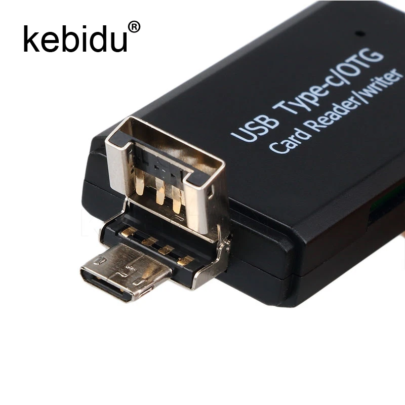 Kebidu 3 в 1 OTG type-C кард-ридер USB 2,0 USB Micro USB комбо 2 слота TF SD type C кард-ридер для смартфонов ПК