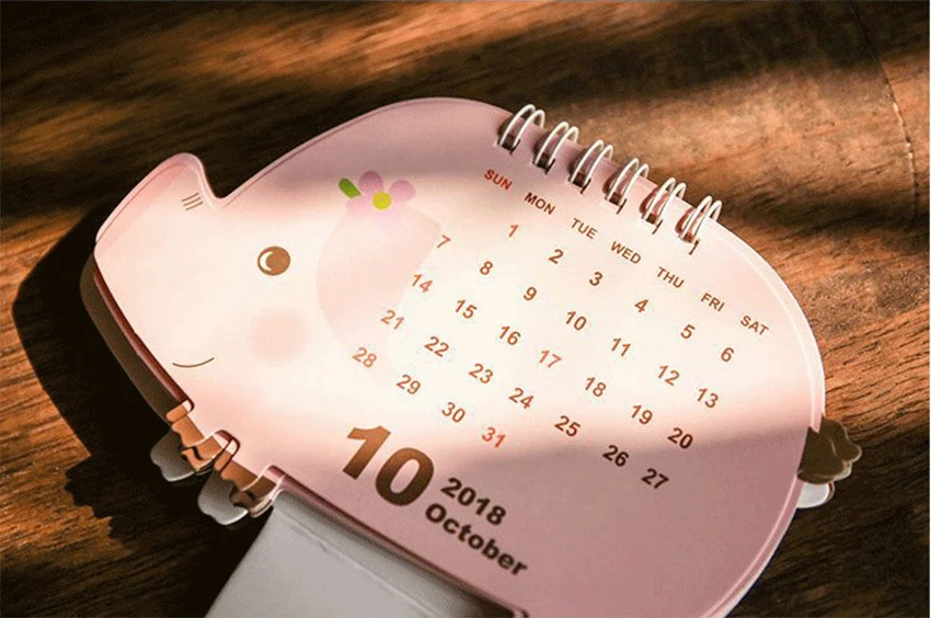 Милые единорог; Фламинго свинья лазерный календари мини настольный повестки дня организатор ежедневно планировщик расписаний 2018,10 ~ 2019,12