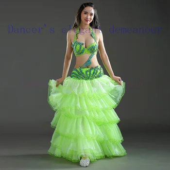 

New style belly dance costumes senior sexy handmake bra+stones skirt belly dance set for women belly dance competition suits