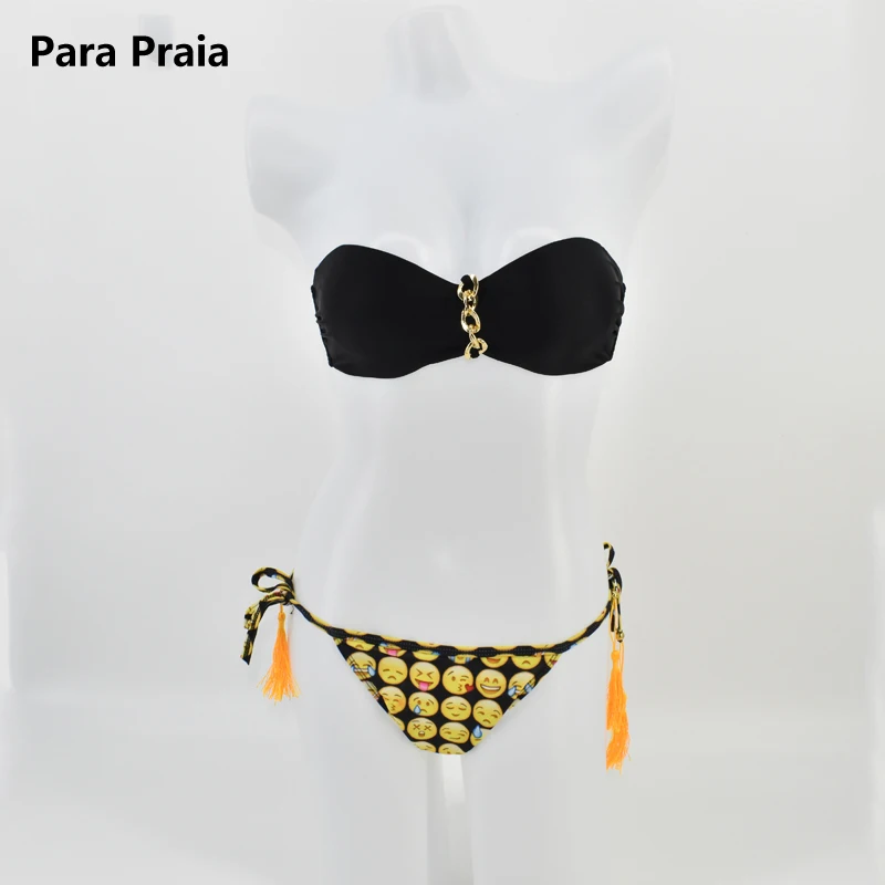 2018 Sexy Brazilian Bikini Set Swimwear White Women Swimsuit Bathing Suit Cami Palm Leaf Print Biquini Swim Suit Maillot De Bain