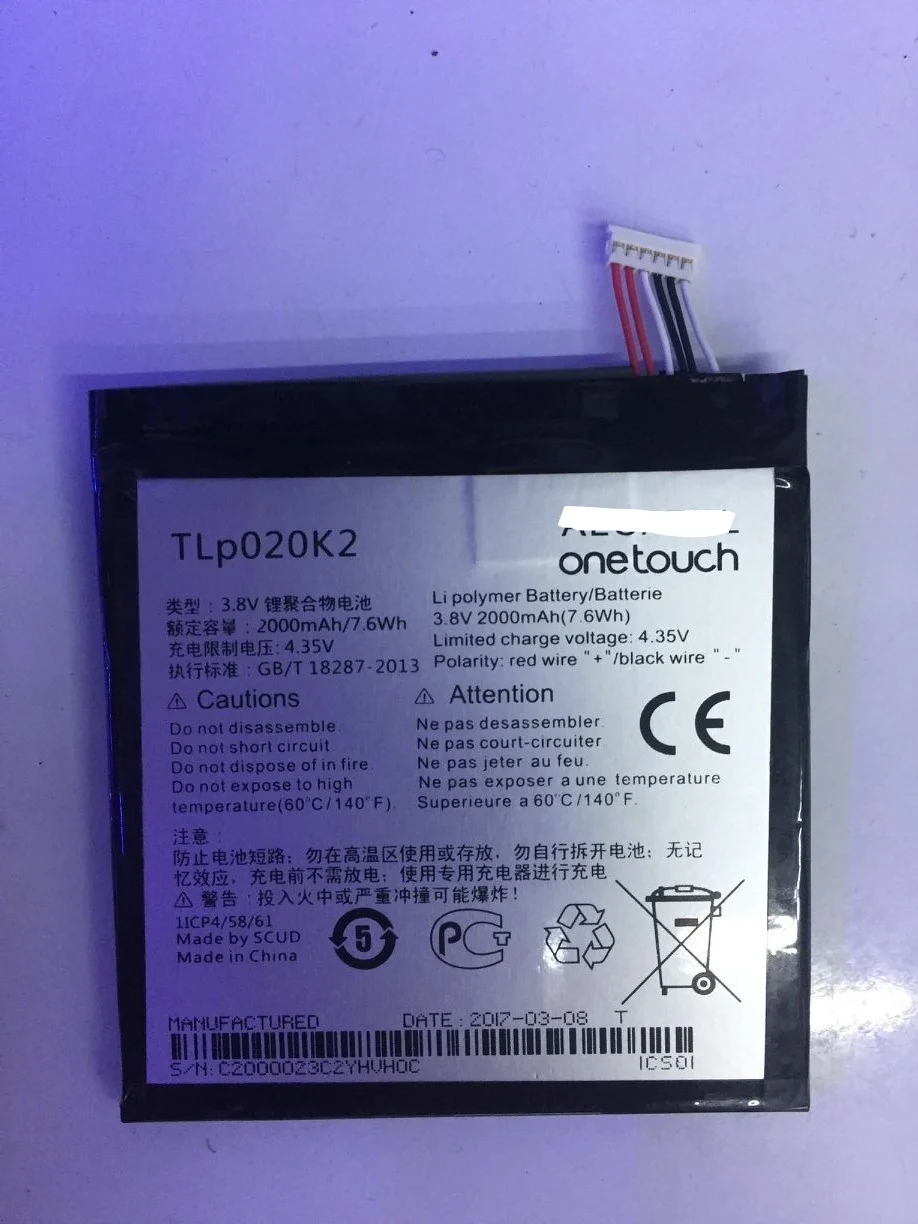3 8 V 2000mAh TLp020K2 для Alcatel 6039H 6039Y 6039K аккумулятор | Мобильные телефоны и аксессуары