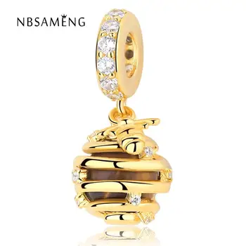 

2018 Authentic 925 Sterling Silver Beads Sweet As Honey Charm Tiger Eye Pendant Fit Original Bracelets Charms Jewelry