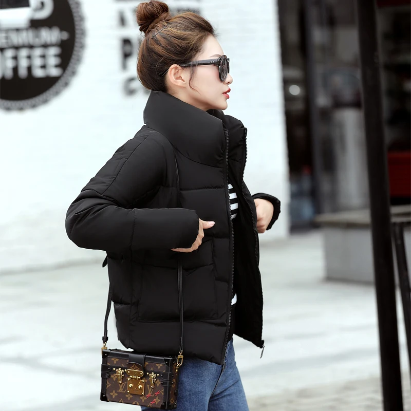 2018 Women Winter Jacket Stand Collar With Two Big Pocket Female Coat Cotton Padded Womens Casaco Feminina Inverno Warm 2018 Women Winter Jacket Stand Collar With Two Big Pocket Female Coat Cotton Padded Womens Casaco Feminina Inverno Warm