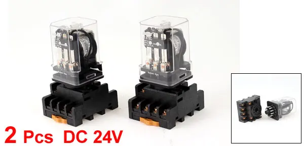 2Pcs JTX-3C DC24V Coil 11P 3PDT General Purpose Power Relay + Socket