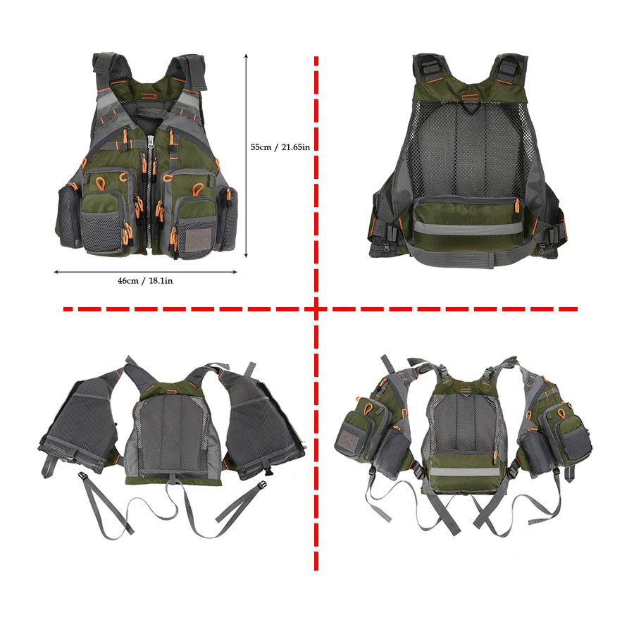 Набрав ремень рыболовный жилет Регулируемый для мужчин и женщин мульти-карман плавательный спасательный жилет для рыбалки нахлыстом и активного отдыха