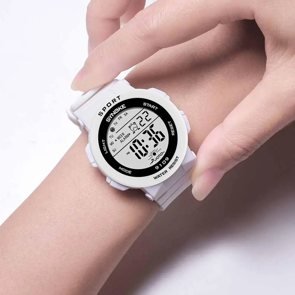 Спортивные студенческие часы модные красочные светящиеся многофункциональные вишневые порошок электронные часы для женщин montre femme