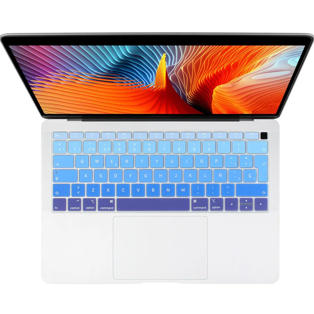 ЕС введите испанскую накладка на клавиатуру стикер для Macbook Air 13 с сенсорным ID A1932 тоньше защитная обложка для клавиатуры - Цвет: Gradient  blue