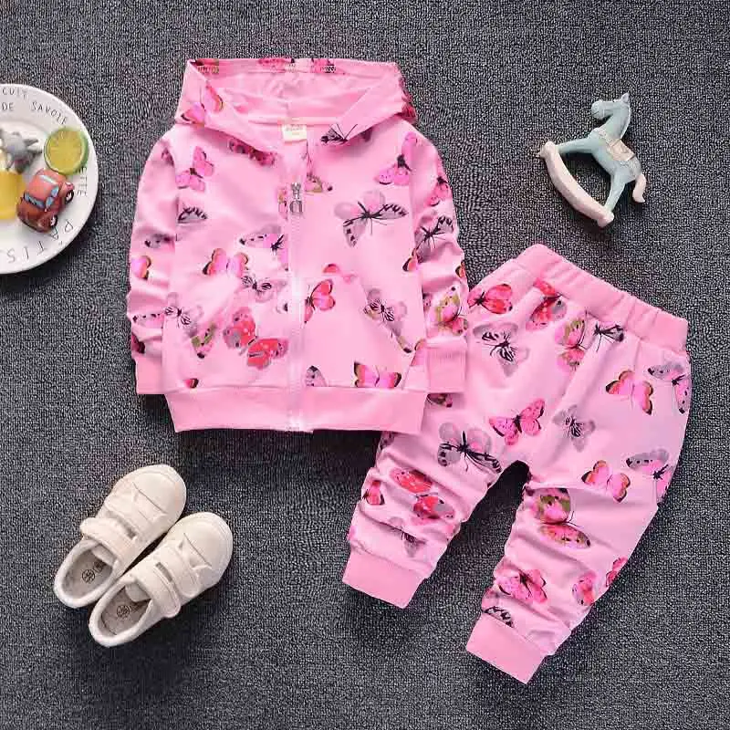 Children girls spring clothes sets full sleeve cartoon printing cotton ...
