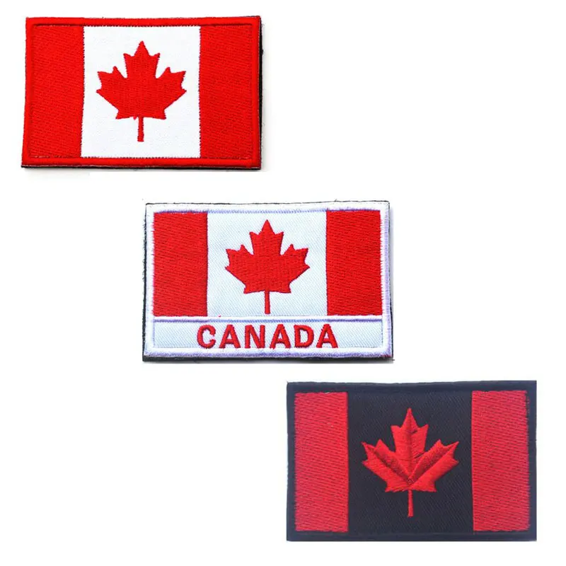 

Canada Flag Patches 3D Military Tactical Embroidered Patch National Flag Badges stripes for clothes with Hook & Loop