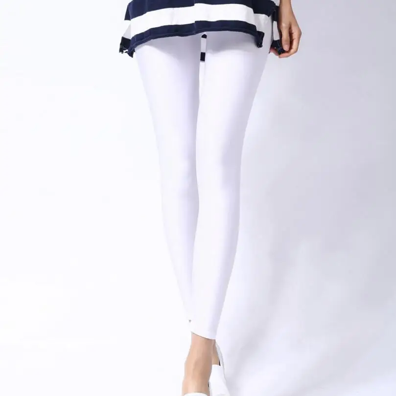 CUHAKCI женские блестящие брюки леггинсы Горячая Распродажа Леггинсы сплошной цвет флуоресцентный спандекс эластичный повседневные брюки блестящие леггинсы - Цвет: K036 White