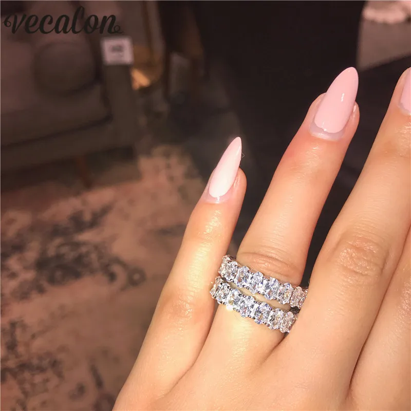 

Vecalon Career Jewelry 925 Sterling Silver ring Oval cut 5A Zircon Cz Engagement wedding Band rings for women Bridal bijoux