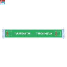 Promotional polyester sport fan custom football printed scarf TURKMENISTAN national logo scarf