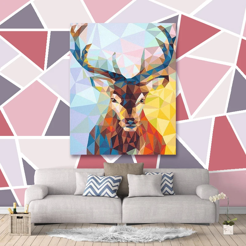 Рисуй по номеру Wall art живописи номерам двойной головы оленя для девочек и