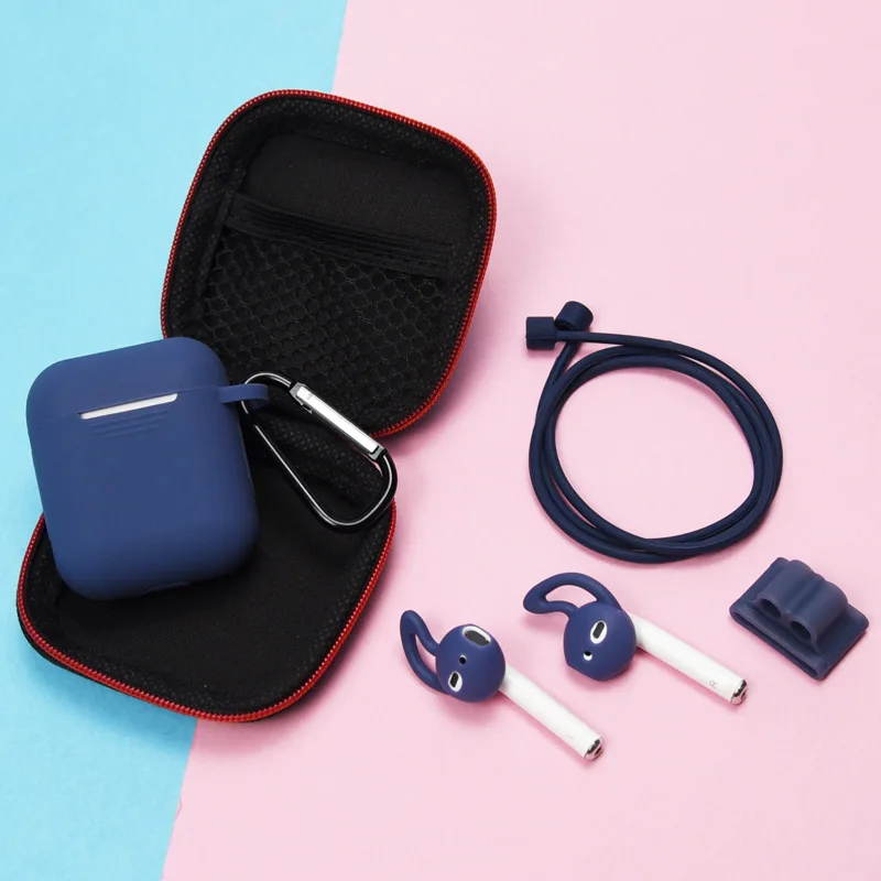 6 in 1 Kit Storage Bag silicone protective cover wireless Bluetooth headset protection earplugs accessories for apple airpods