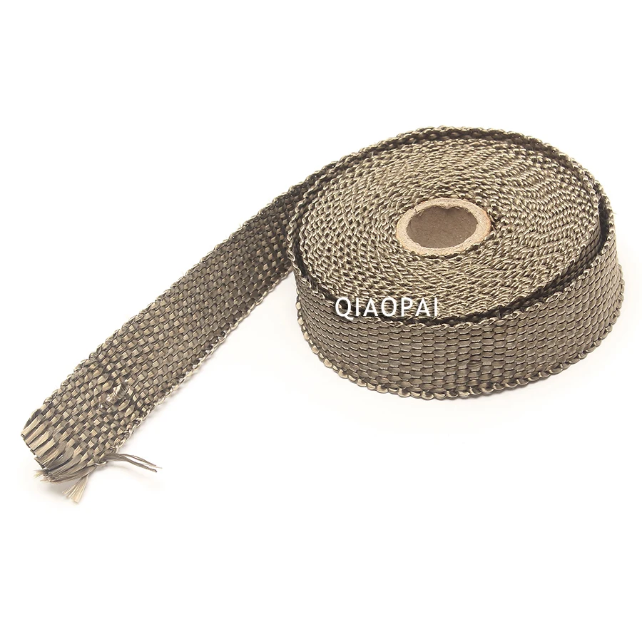 Motocicleta Escape 5 M * 2,5 cm Universal Escape MOTO Escape Heat Shield cinta protectora de vidrio marrón turbo de fibra