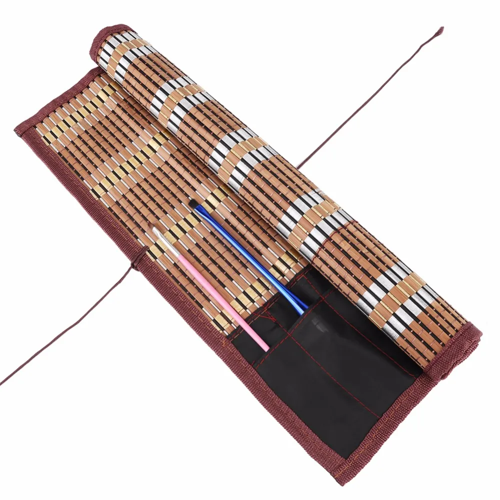 

Portable Bamboo Pencil box Fountain Pens Bag Writing Brush Roll Organizer Calligraphy Brushe Pen Holder Bag Universal