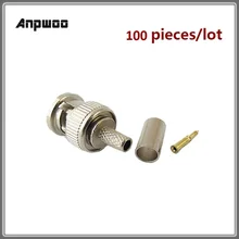Conectores masculinos do friso da tomada de 3 peças bnc rg58 rg59 rg60 para a câmera do cctv conecta o conversor de comunicação de anpwoo bnc sercurity ipc
