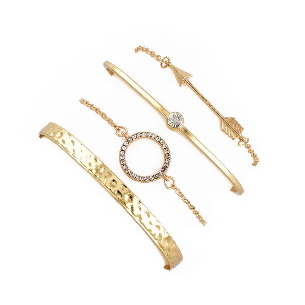 DIEZI 5 шт./компл. ретро перо Луна Шарм браслет наборы для женщин модная золотая цепочка хрустальные браслеты ювелирные изделия