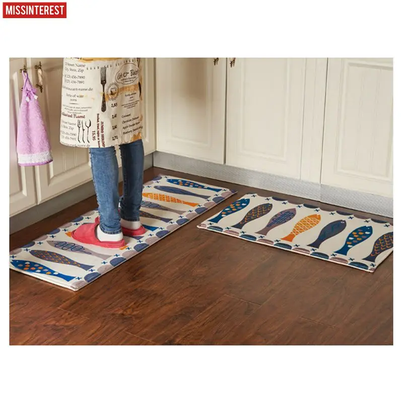 Missinterest Modern Coral Velvet Kitchen Mat Breathable Water Absorbent