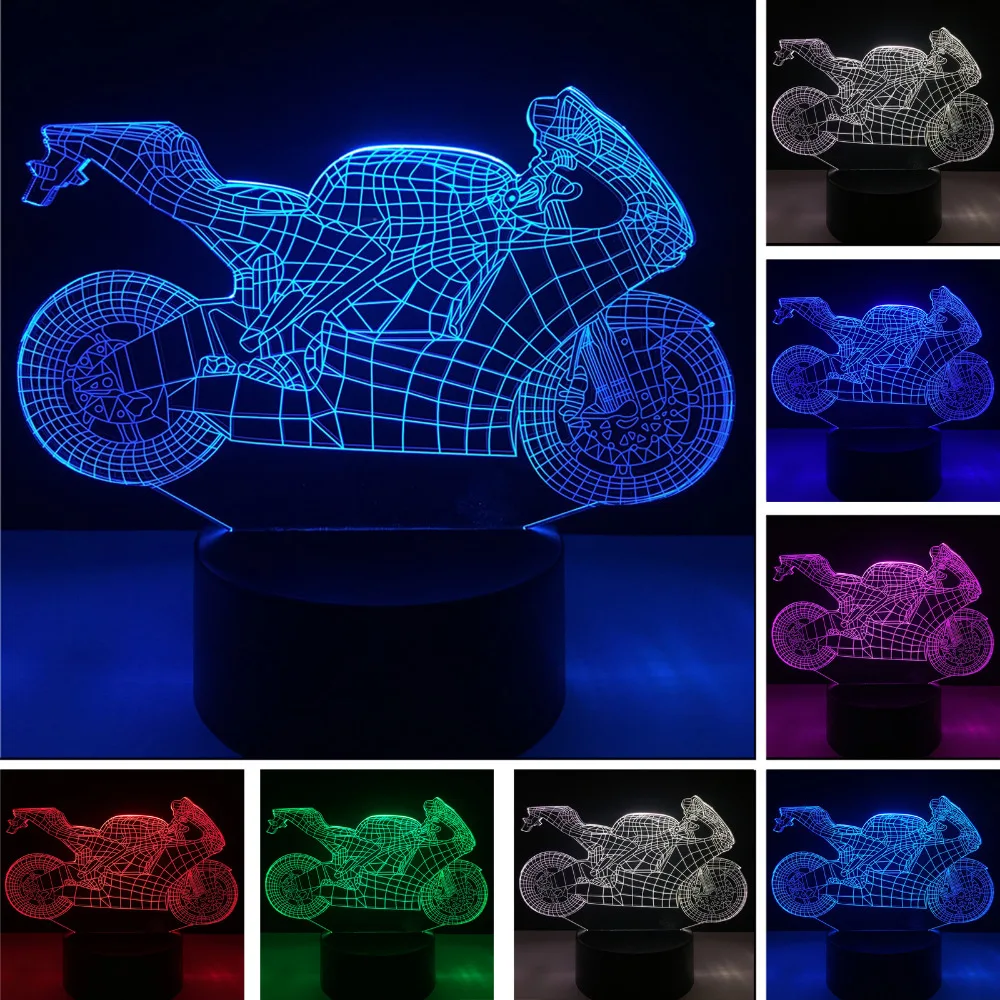 Luzes da Noite 3d luminaria motocicleta conduziu a Fonte de Luz : Lâmpadas Led