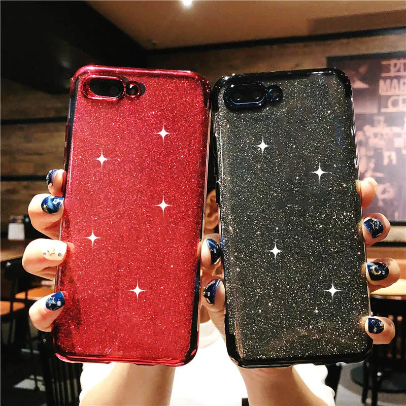 

For Huawei Y5 Y6 Y7 Prime Y9 2018 Cover Soft Back Silicone TPU Glitter Case Cover For Y6 Y7 Pro 2019 P Smart Plus Honor 10i 10