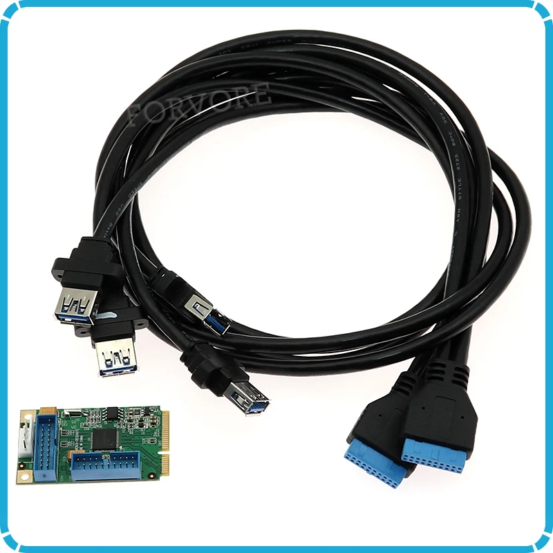 Mini PCIe на 4 порта USB 3 0 адаптер для mini ITX мини PCI express 2 porst 19 20 Pin Коннектор с 19pin женский