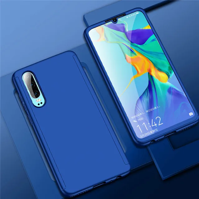 Luxury 360 Full Cover Case For Huawei Y9 Y7 Prime Y6 Pro Protective Case For Huawei Y7 Y6 Y5 P smart Z Phone Case - Цвет: Синий