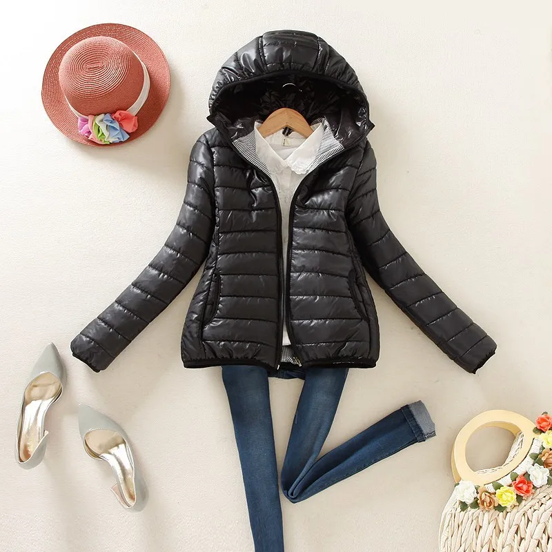 Однотонная женская весенняя куртка на молнии с капюшоном, новинка, модная Осенняя зимняя приталенная теплая Женская куртка размера плюс, верхняя одежда