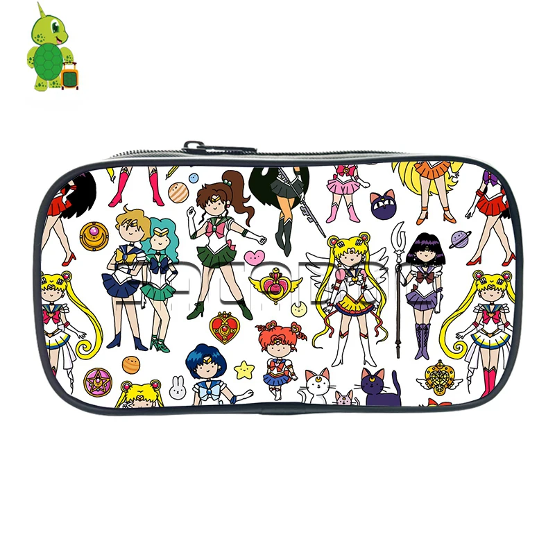 

Cartoon Sailor Moon Doodles Cosmetic Cases Harajuku Style Pencil Holder Boys Girls School Supplies Children Storage Bags