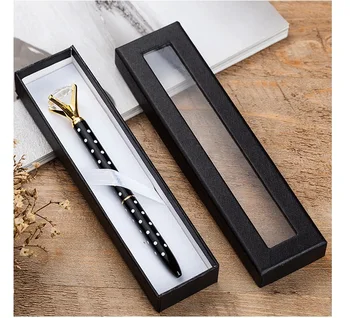 

100pcs High grade Pen Box with Clear Window Pen Display Boxes Business Gift Box Customized LOGO wen6001