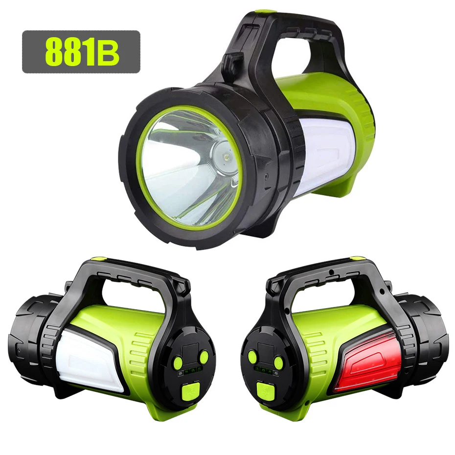 

High Power Super Bright LED Searchlight Outdoor Handheld Portable Spotlight Lantern Rechargeable Flashlight USB Long Shots A1