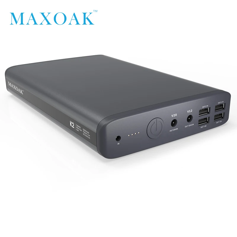 MAXOAK Power Bank 50000mah 6 Output Port DC12V 2 5A DC20V 3A External Battery Can Charger