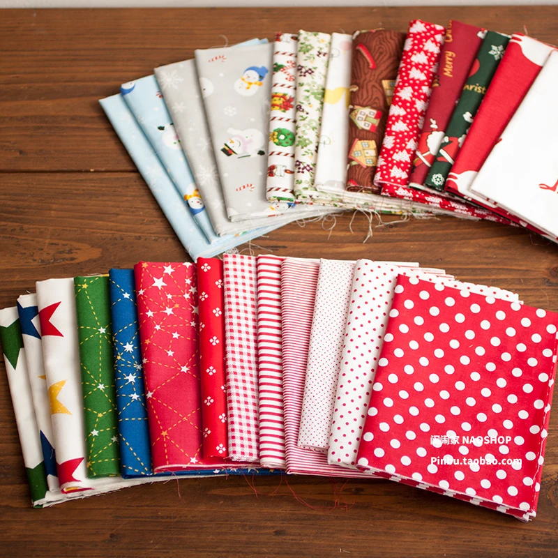 

free ship 13pcs 49 x 40cm Christmas twill cotton fabric clothing lining manual DIY cloth Santa Claus DIY home decorations