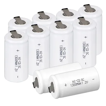 

12PCS NICD 1.2V Battery Ni Cd 1300mAh SC 1.2V NiCd Rechargeable Batteries with tab