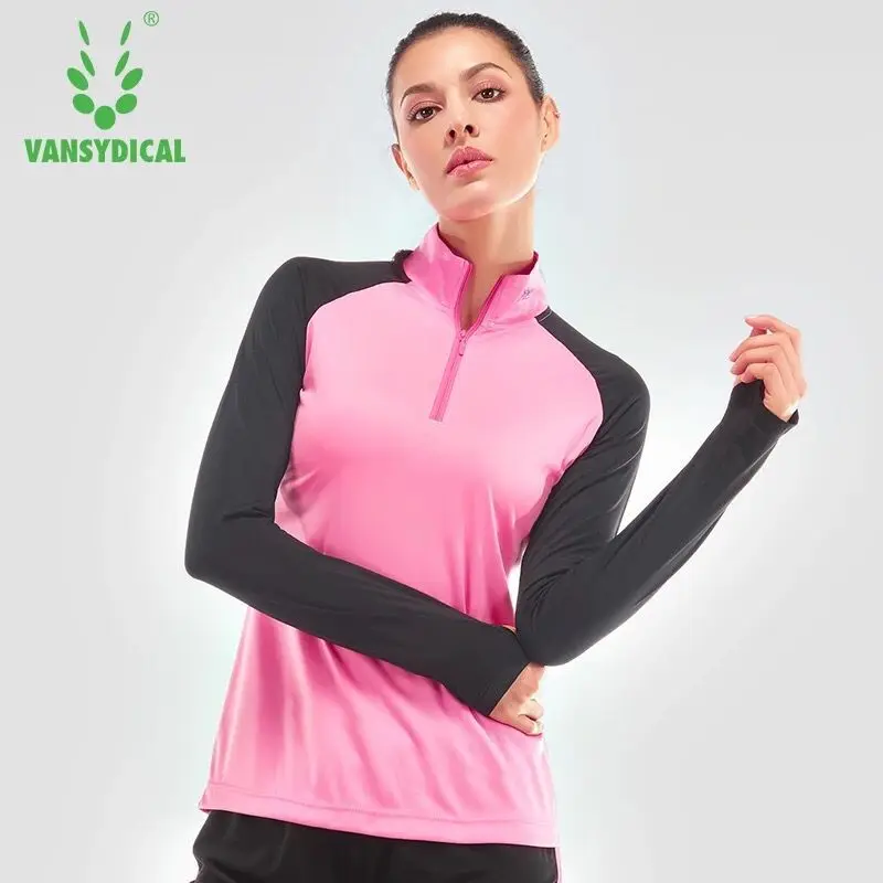 

Women Yoga Shirts Long Sleeve Workout Tops Half Zipper Stand Collar Fitness Running Gym Sport T-Shirts Training Sportswear XXXL