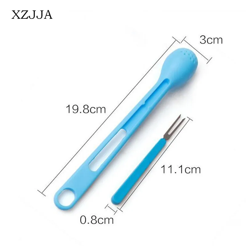 XZJJA креативные два в одном консервированные фруктовые соки фильтрующие ложки с длинной ручкой ситечки из нержавеющей стали фруктовые вилки кухонные инструменты